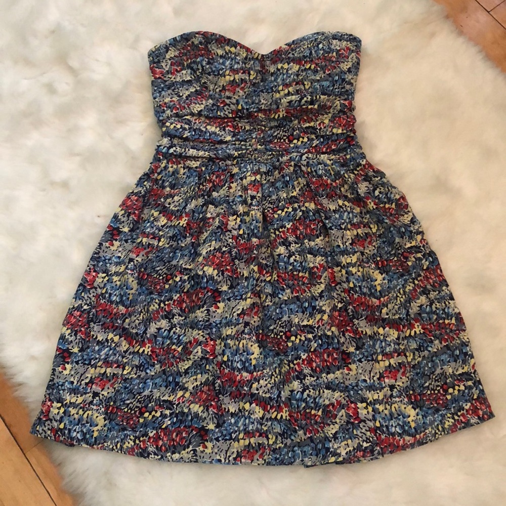 Parker Floral Silk Strapless Mini Dress